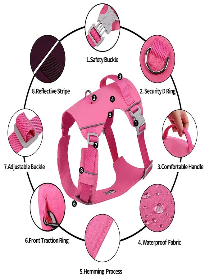مايل هاي لايف سرج كلاب Mile High Life بدون شد مع شريط عاكس، سرج خفيف الوزن قابل للتعديل وسهل الارتداء للكلاب الصغيرة والمتوسطة والكبيرة للمشي والجري والتدريب (وردي فاقع، مقاس M، محيط الصدر 18-25 بوصة) - Image 4